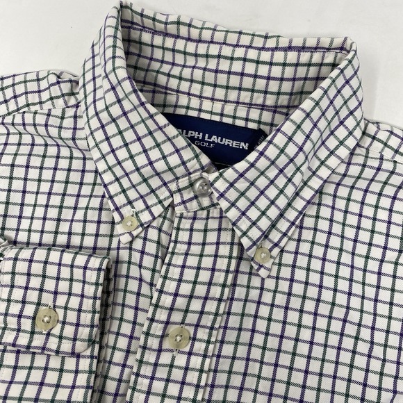 Ralph Lauren Other - Ralph Lauren Golf Tilden Men's M White Green Purple Plaid Long Sleeve Shirt